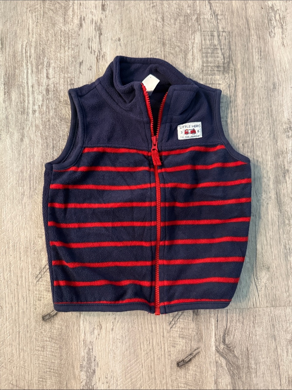 **4 for $15** Little Hero Navy & Red Striped Fleece Vest